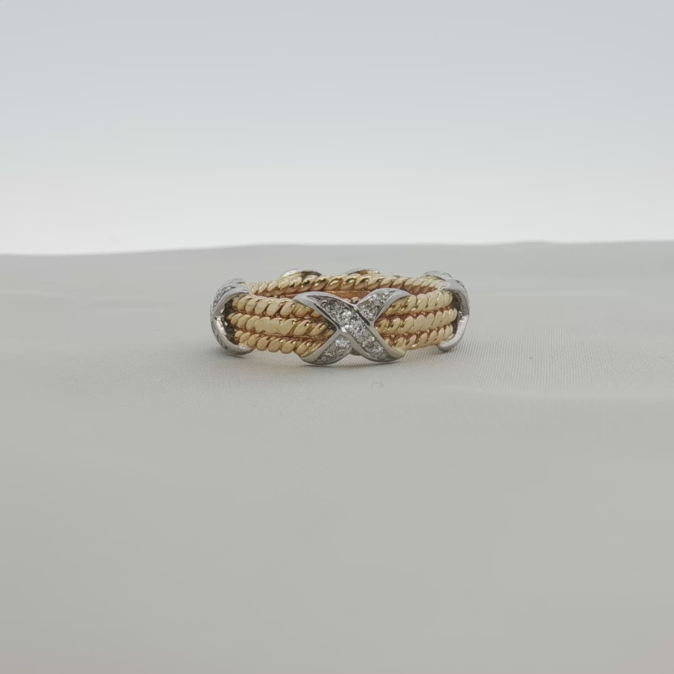 Load video: Tiffany &amp; Co. Schlumberger Three-Row Rope Diamond Ring