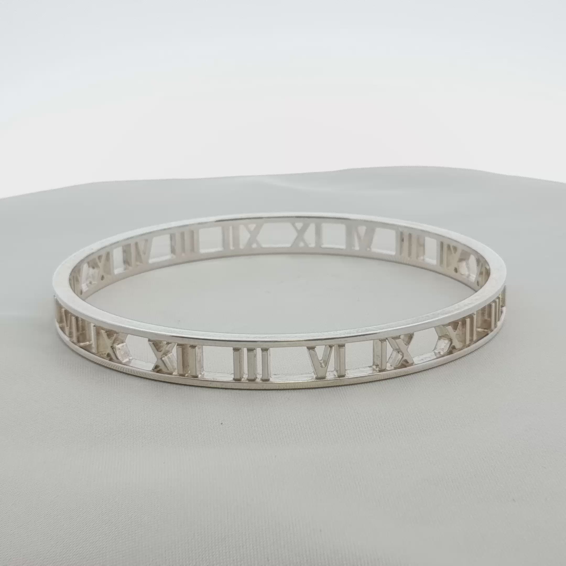 Load video: Tiffany &amp; Co. Atlas Open Cuff Bracelet