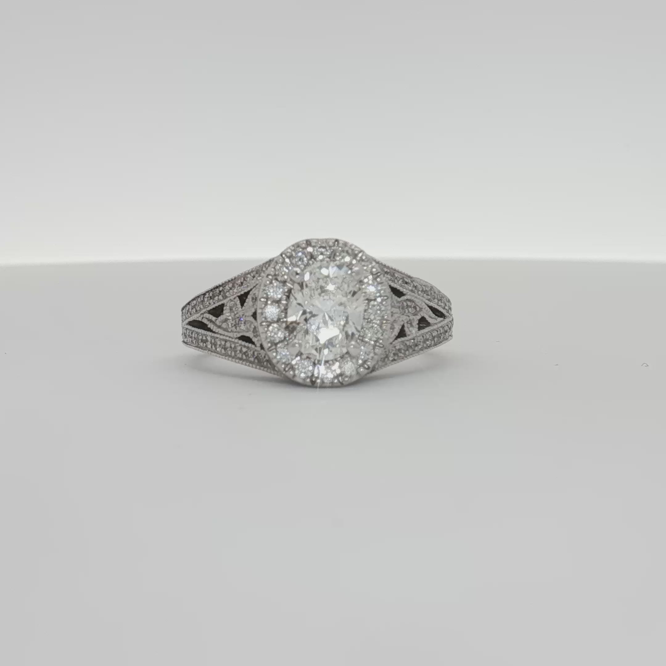 Load video: 14K White Gold Diamond Engagement Ring