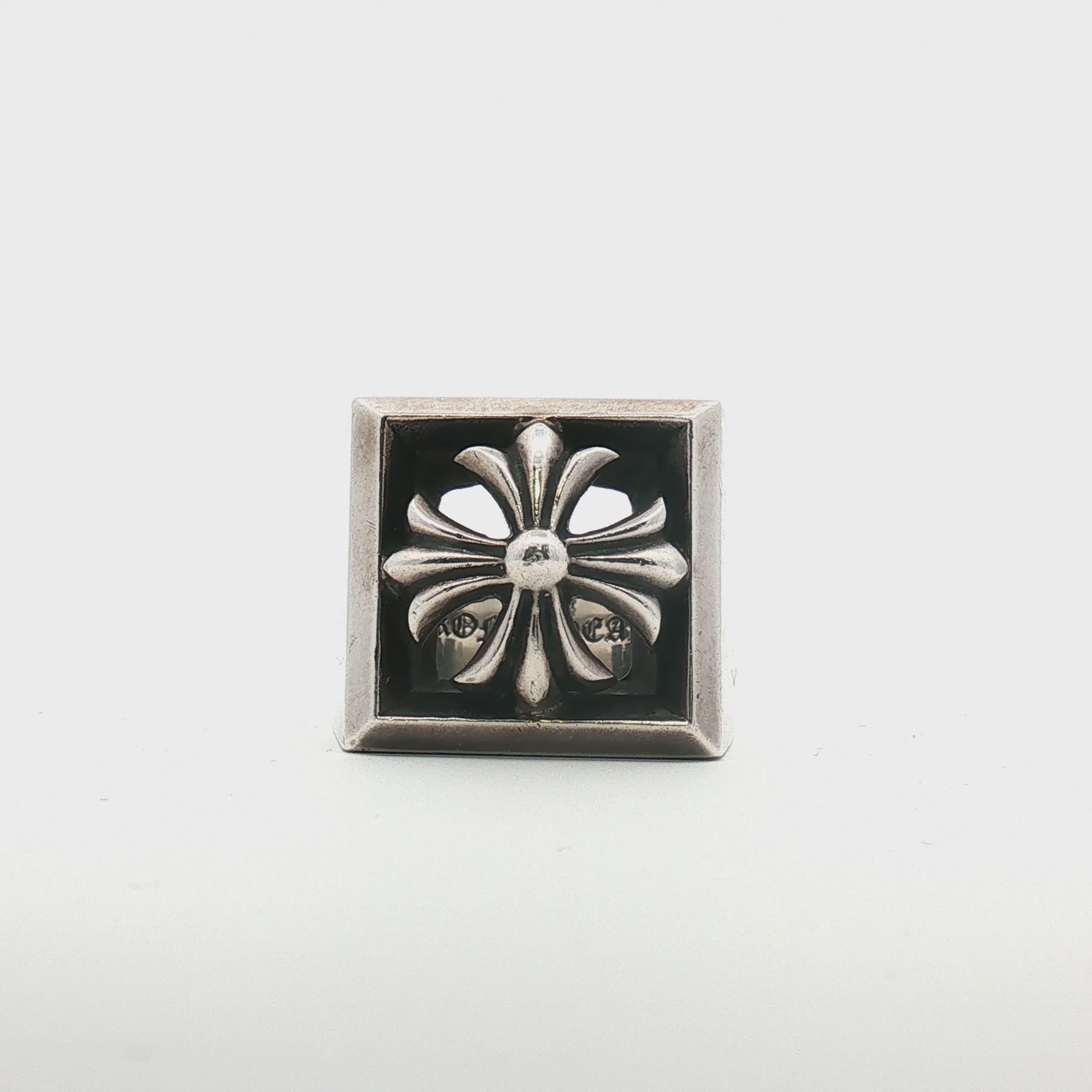 Load video: Chrome Hearts Open Cross Signet Ring