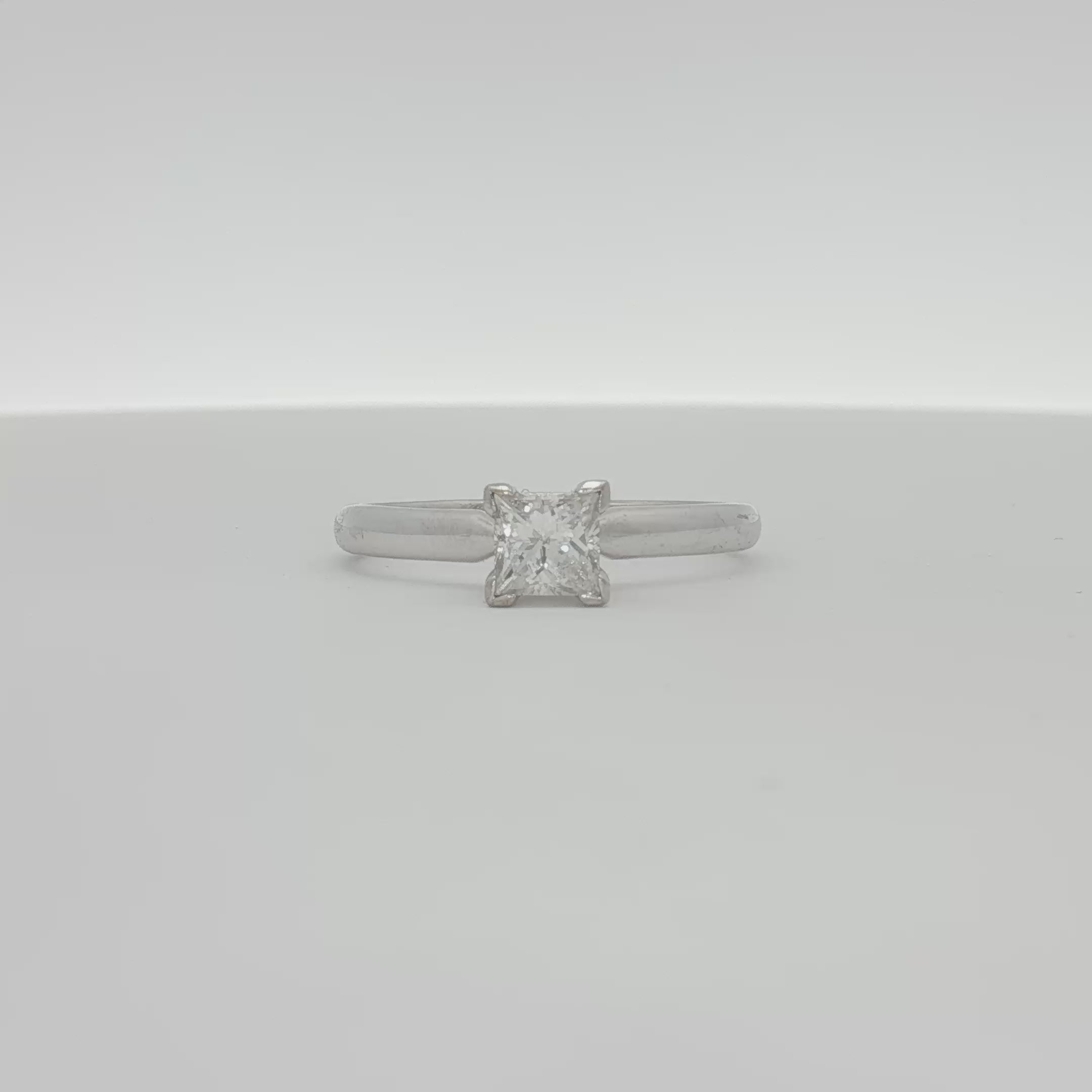 Load video: 14K White Gold Diamond Solitaire Engagement Ring