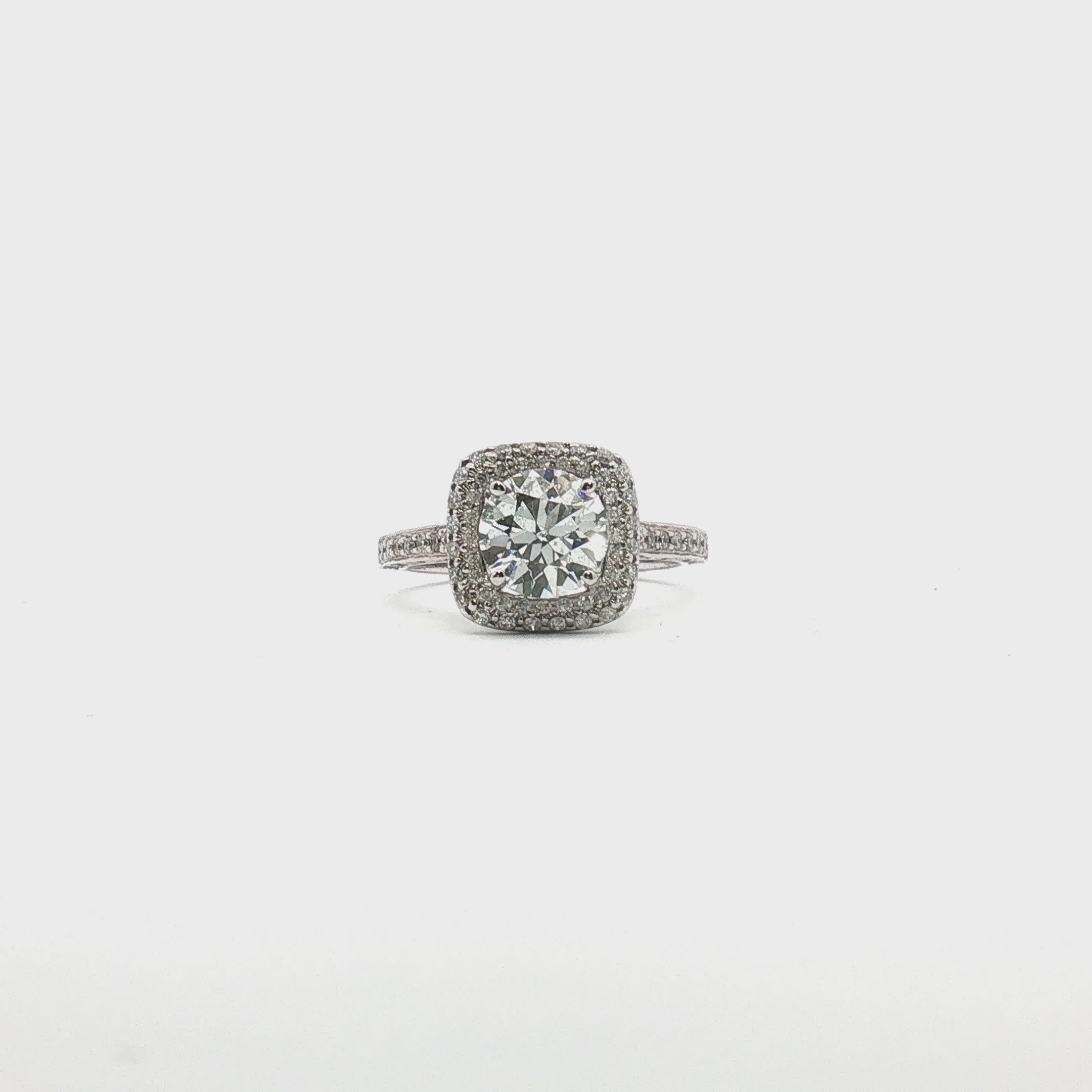 Load video: 14K White Gold Diamond Halo Ring