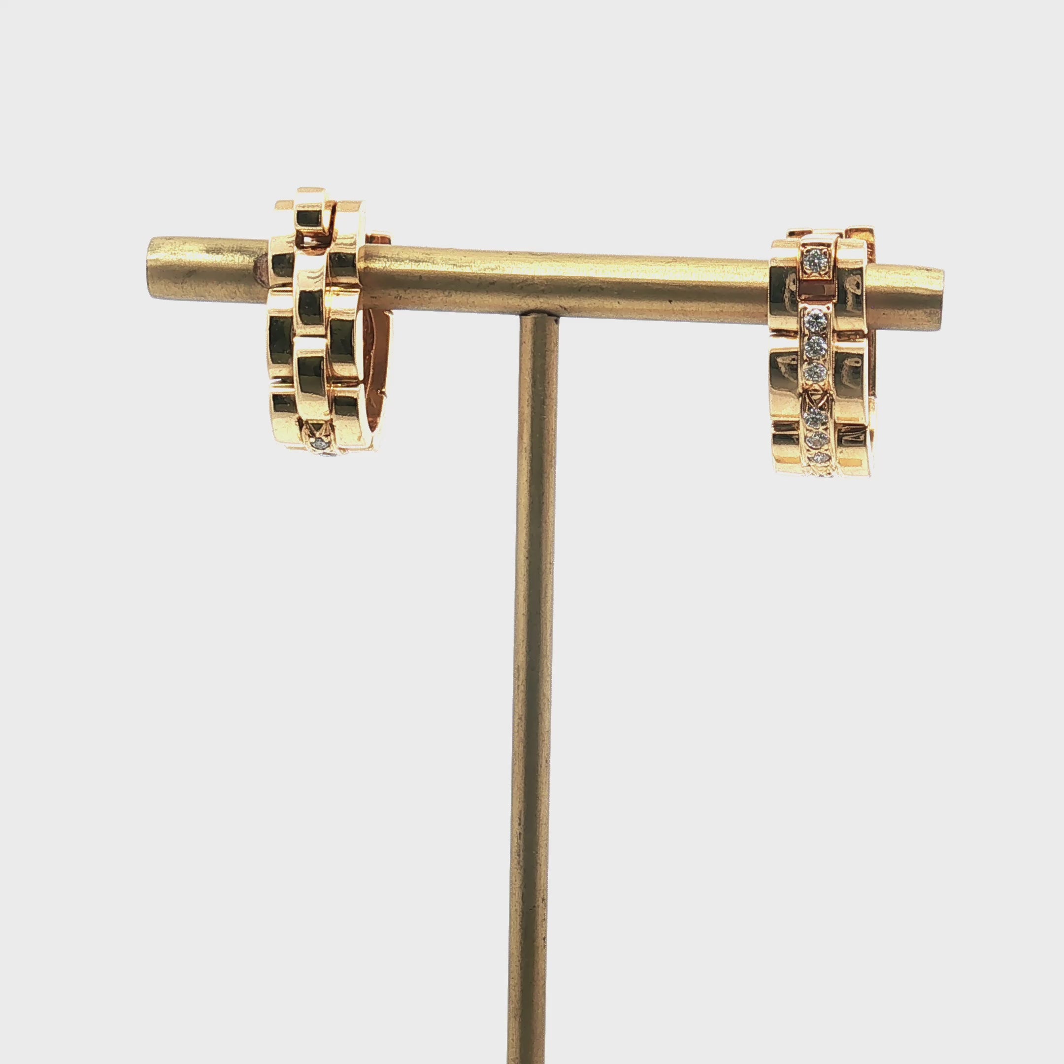 Load video: Cartier 18K Yellow Gold Diamond Cufflinks