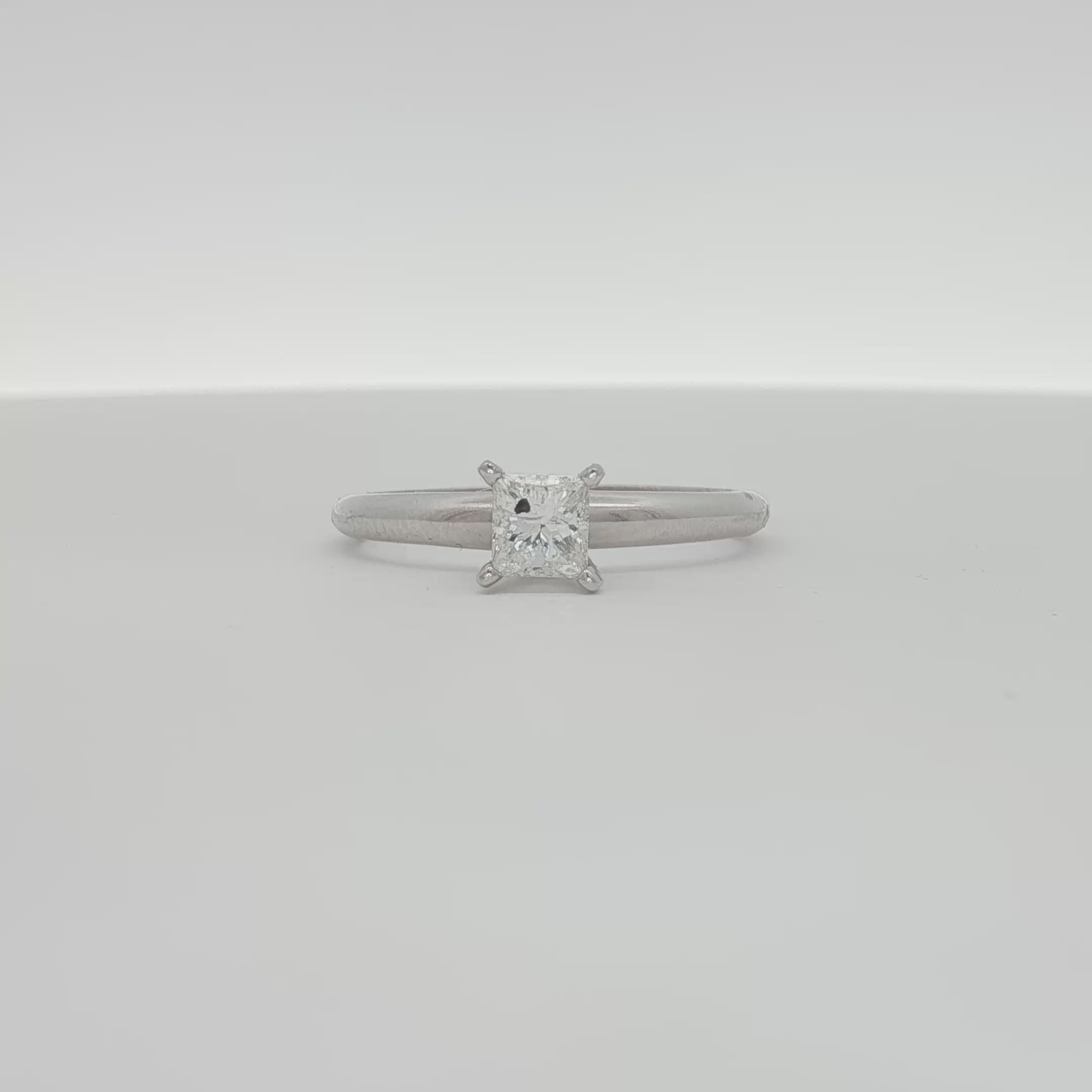 Load video: 14K White Gold Diamond Solitaire Engagement Ring