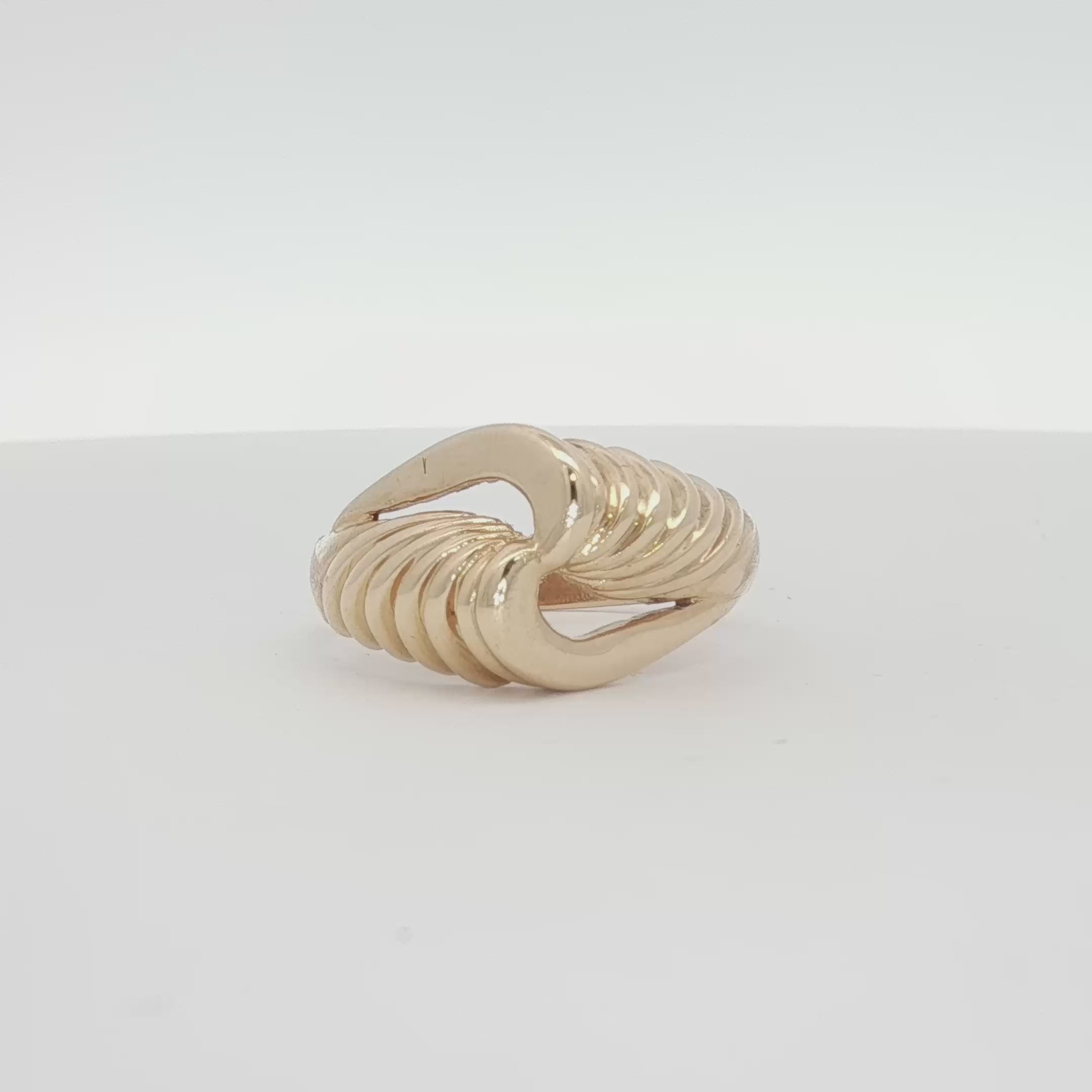 Load video: 14K Yellow Gold Swirl Cluster Ring