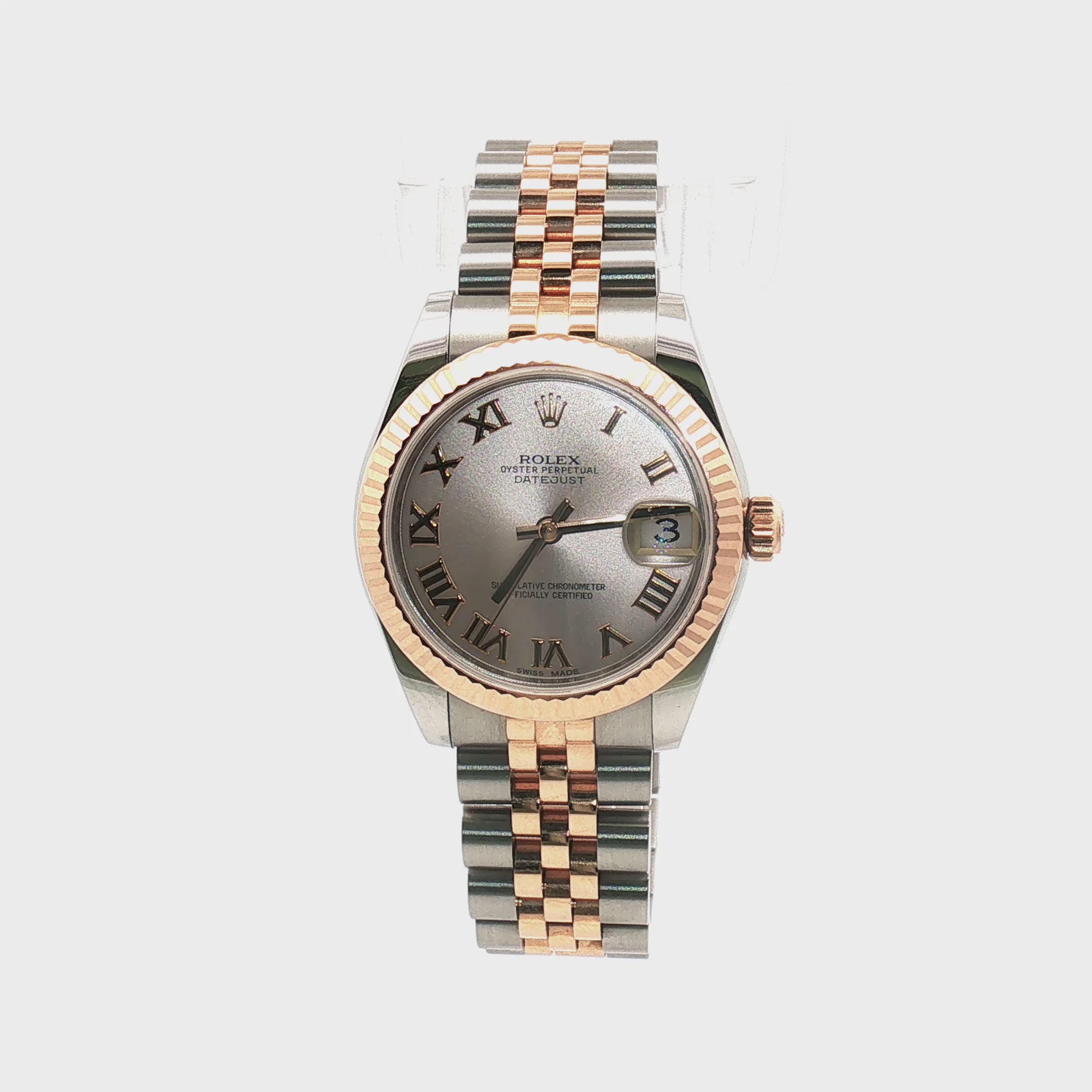 Load video: Rolex Datejust 31 Two-Tone Rose Gold Roman Dial