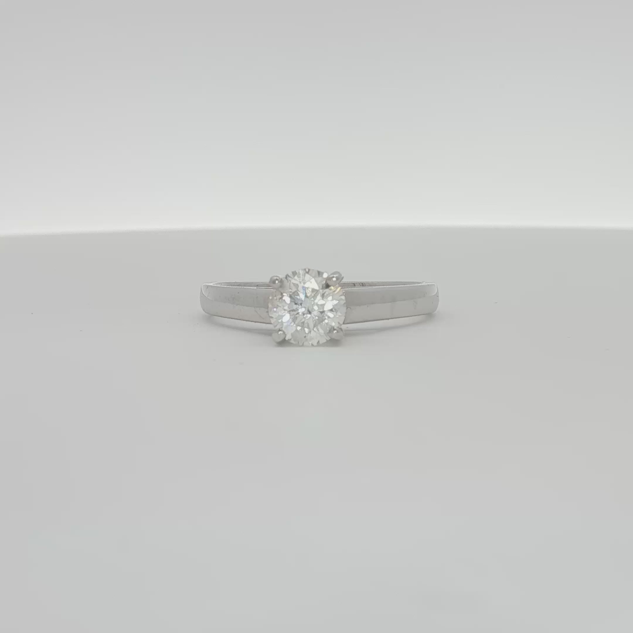 Load video: 14K White Gold Diamond Solitaire Ring