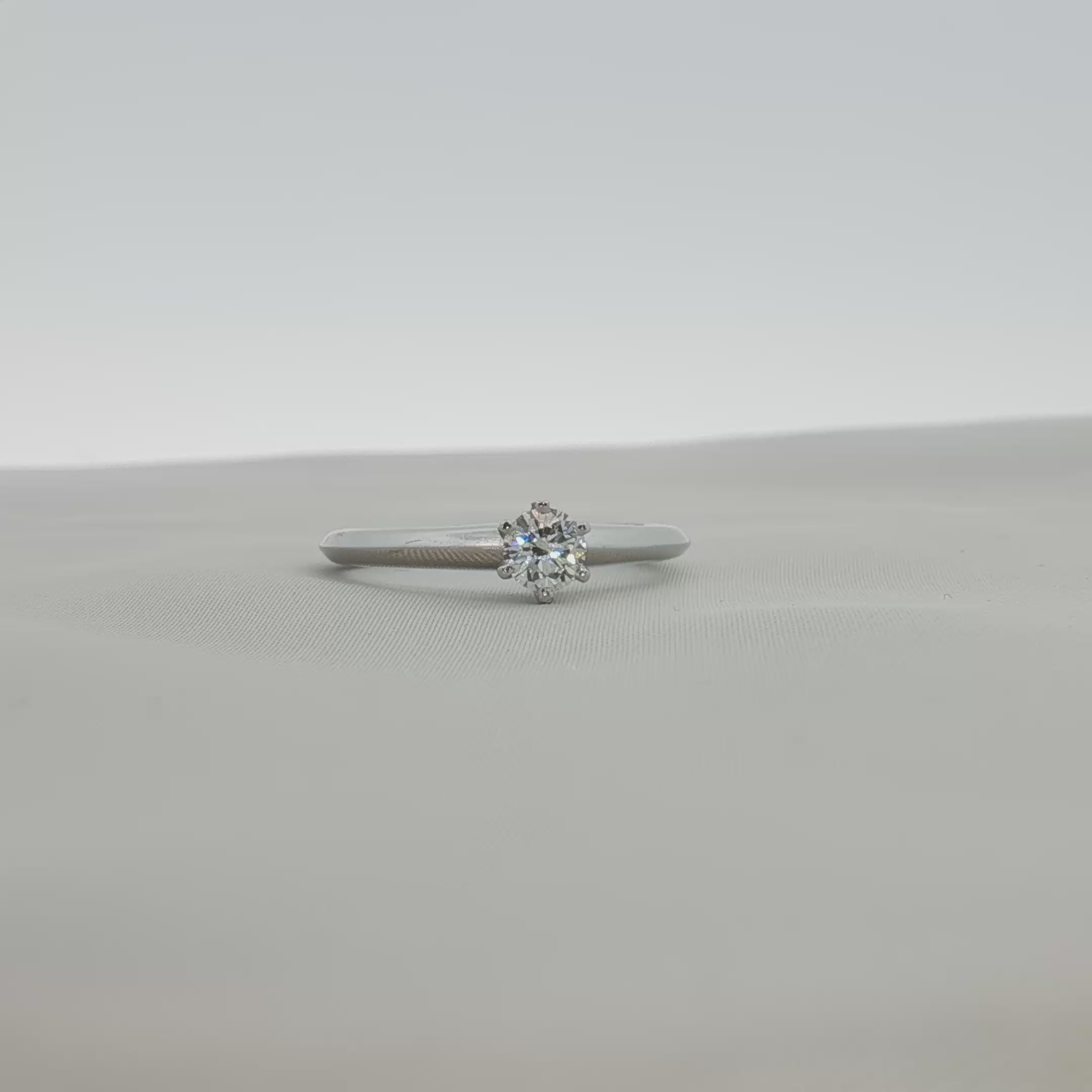 Load video: Tiffany &amp; Co. Platinum Diamond Solitaire Ring