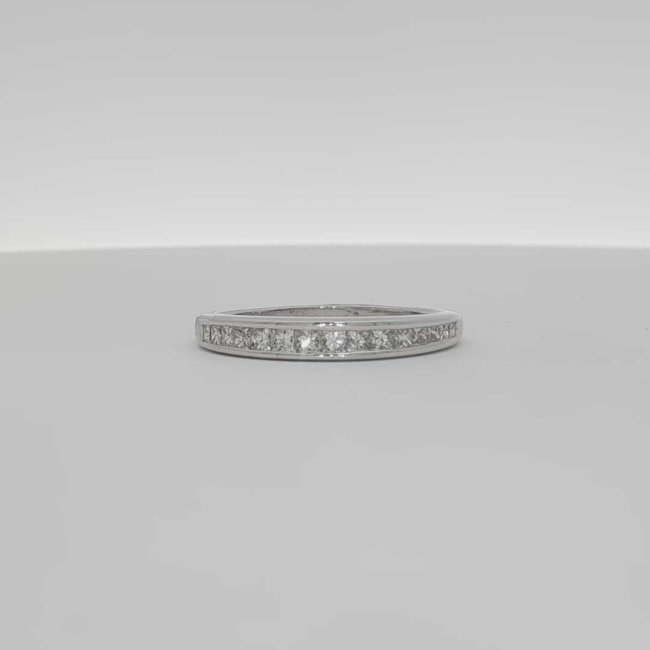 Load video: 14K White Gold Diamond Wedding Band