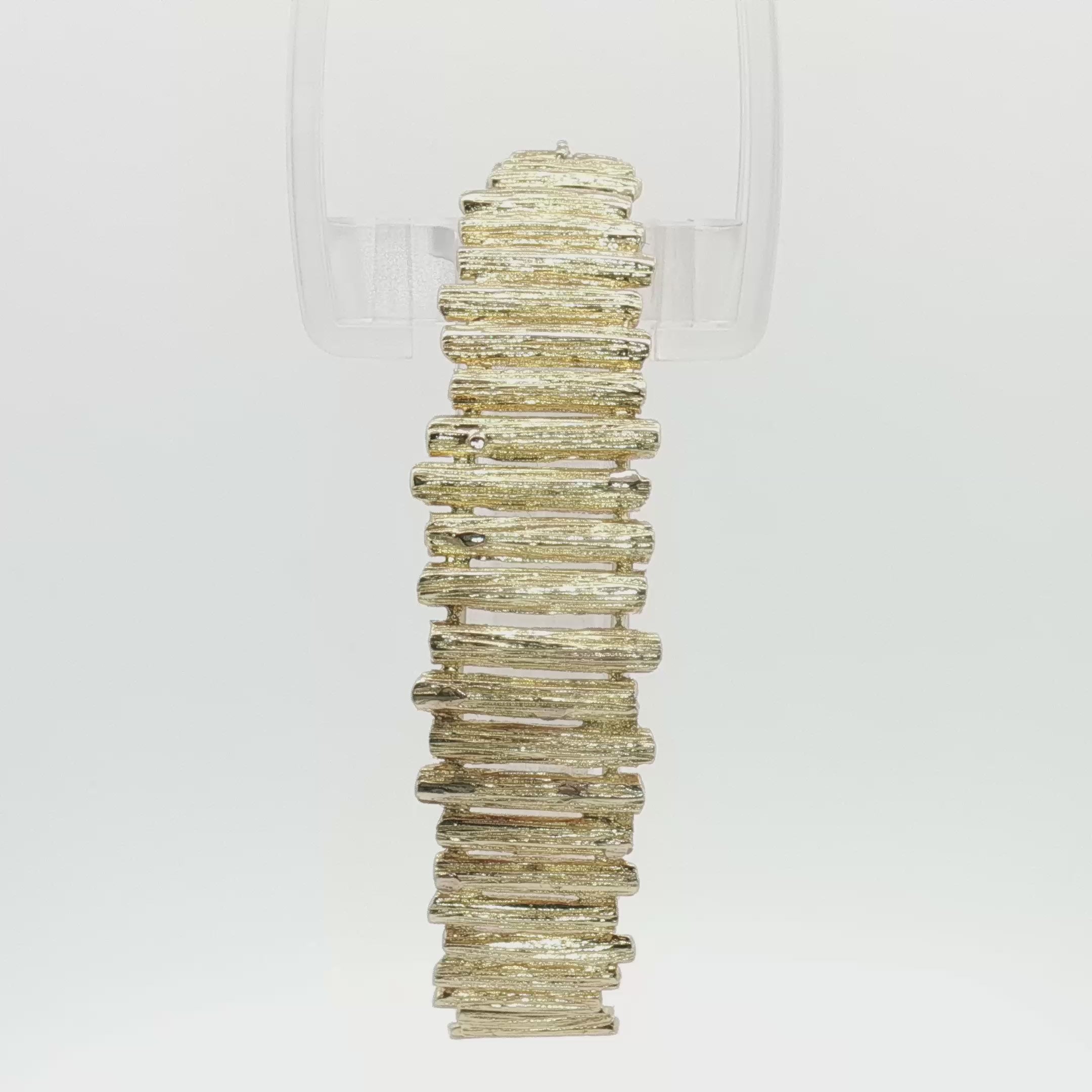 Load video: 14K Yellow Gold Brutalist Textured Bangle Bracelet