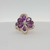 10K Yellow Gold Amethyst Flower Ring | Floral Cluster Design | Size 6